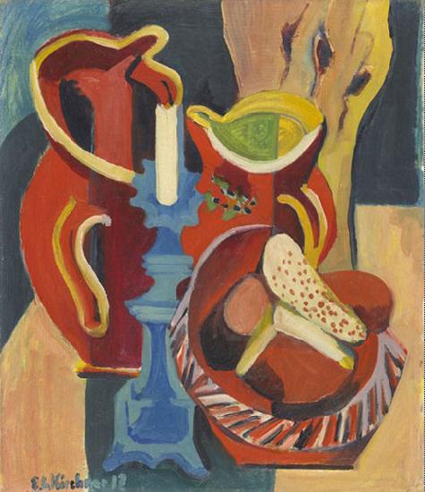 Ernst Ludwig Kirchner Stilleben mit Krugen und Kerzen oil painting image